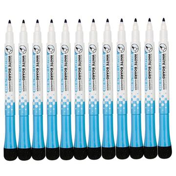 12er-Pack Whiteboard-Marker mit Radiergummi - Blau