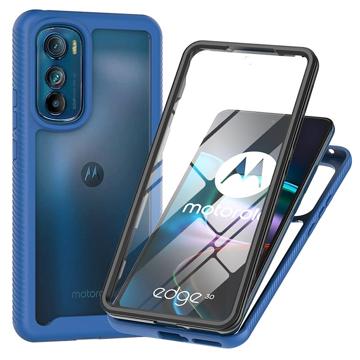 360 Schutz Serie Motorola Edge 30 Hülle - Dunkel Blau / Durchsichtig