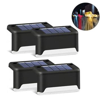 Solar Treppe Lichter im Freien wasserdicht Farbe Glow LED Deck Schritt Beleuchtung Zaun Lampe für Treppe Patio Hof Weg Garten - 4 Stk. - schwarz