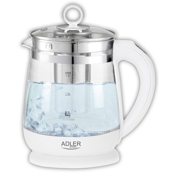 Adler AD 1299 Wasserkocher Glas 1.5l - mit Temperaturregler und Teesieb (Offene Verpackung - Bulk Befriedigend)