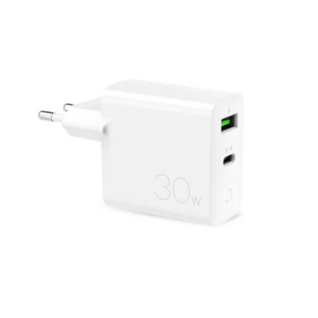 Puro PD Schnelles Wandladegerät - 30W, USB-A, USB-C - Weiß