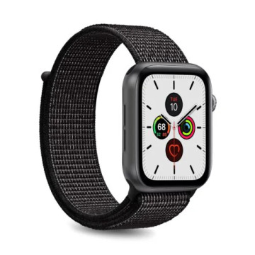 Apple Watch Ultra 2/Ultra/9/8/SE (2022)/7/SE/6/5/4/3/2/1 Puro Nylon Sportarmband - 49mm/45mm/44mm/42mm - Schwarz