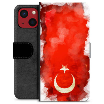 iPhone 13 Mini Premium Schutzhülle mit Geldbörse - Türkische Flagge