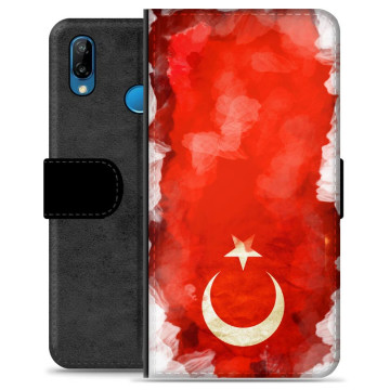 Huawei P20 Lite Premium Schutzhülle mit Geldbörse - Türkische Flagge