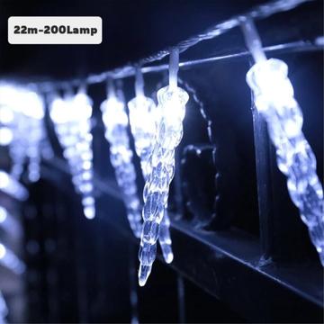 8 Modi Solar LED String Eiszapfen Licht - 22m - Kaltweiß