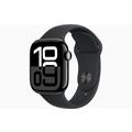 Apple Watch 10 GPS MWWE3QN/A - Aluminium, schwarzes Sportband, S/M, 42mm - Tiefschwarz