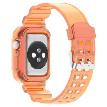 Apple Watch Series 10 Ersatz-Silikonarmband mit integriertem Rahmen - 46mm - Durchsichtig Schwarz