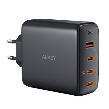 Aukey PA-B7S Omnia II Mix S Wall 100W Ladegerät - GaN Ladegerät mit 1x USB-A & 3x USB-C Ports - Schwarz