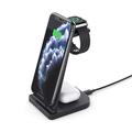 B-12 Universal Desktop Charger 3-in-1 15W Wireless Charging Folding Stand für Handy / Kopfhörer / Smart Watch - Schwarz