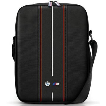 BMW M Kollektion Nylon Crossbody Tablet-Tasche - 8" - Rot gestreift / Schwarz