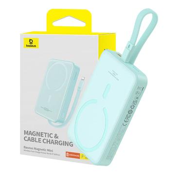 Baseus Magnetic Mini Wireless Power Bank 10000mAh/20W - Lightning-Kabel, MagSafe-kompatibel - Mint