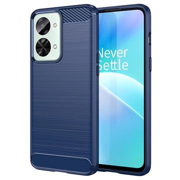 OnePlus Nord 2T Brushed TPU Hülle - Karbonfaser - Blau