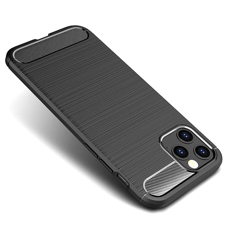 Download iPhone 12 Pro Max Gebürstete TPU Case - Karbonfaser - Schwarz