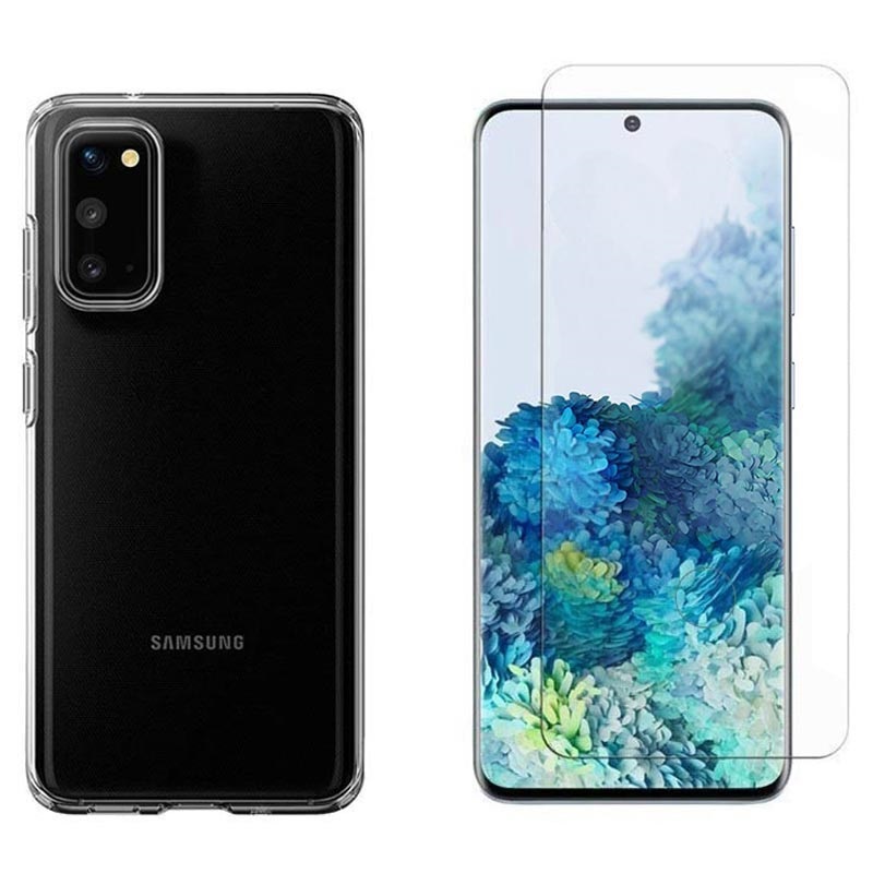 Samsung Galaxy S20 Hülle mit 2x Panzerglas - Durchsichtig