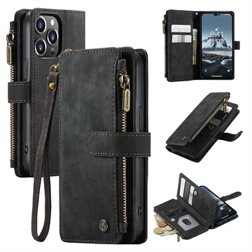 Caseme C30 Multifunktions iPhone 14 Pro Wallet Hülle - Schwarz