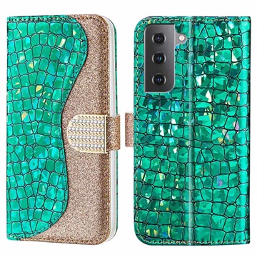 Croco Bling Serie Samsung Galaxy S21 FE 5G Wallet Hülle