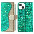 Croco Bling Serie iPhone 14 Plus Wallet Hülle - Grün