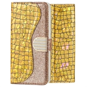 Croco Bling iPhone XS Max Wallet Schutzhülle (Offene Verpackung - Ausgezeichnet) - Gold