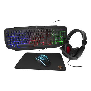 Deltaco 4in1 RGB Gaming Bundle - Tastatur, Maus, Headset, Mauspad