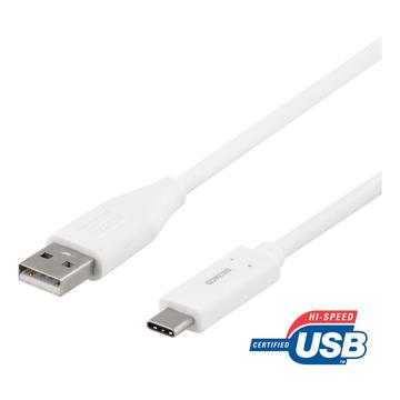 Deltaco USB 2.0 zu USB-C Kabel - 1m/3A - Weiß