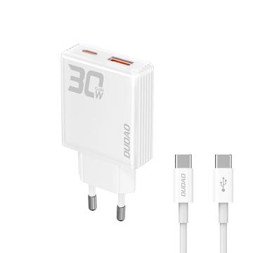 Dudao A30EUT 30W GaN Wandladegerät mit USB-C Kabel - Weiß