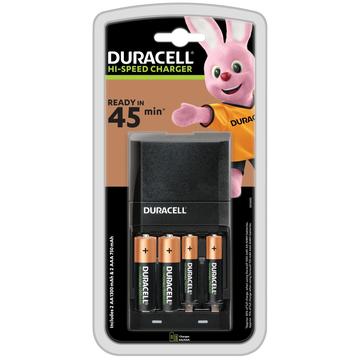 Duracell CEF27 Hi-Speed Batterieladegerät mit 2x AAA-, 2x AA-Batterien