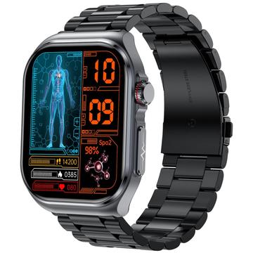 ET585 Smartwatch mit AMOLED-Display mit EKG, SOS-Notruf - Schwarz