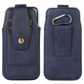 Elegantes Universal-Gürtelclip-Etui 6.7" - Kartenschlitze, Karabiner - Blau