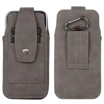 Elegantes Universal-Gürtelclip-Etui 6.7" - Kartenschlitze, Karabiner - Grau