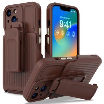 Explorer Series iPhone 14 Plus Hybrid Hülle mit Gürtelclip - Kaffee