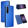 Sony Xperia 1 V Flip Hülle - Karbonfaser - Blau