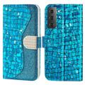 Croco Bling Serie Samsung Galaxy S23 5G Wallet Hülle - Blau