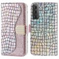 Croco Bling Serie Samsung Galaxy S23 5G Wallet Hülle - Roségold