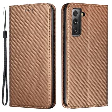 Samsung Galaxy S23+ 5G Wallet Hülle - Karbonfaser - Braun