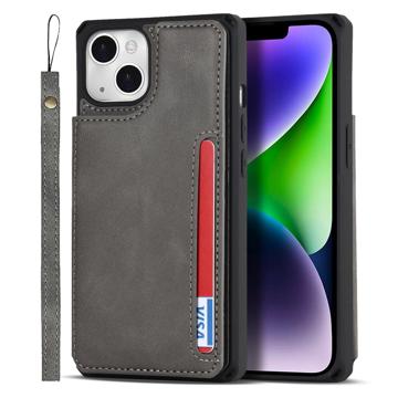 iPhone 14 Plus Magnetisches Kickstand Wallet Hülle - Grau