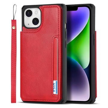 iPhone 14 Plus Magnetisches Kickstand Wallet Hülle - Rot