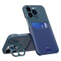 CamStänder iPhone 14 Pro Max Cover mit Kartensteckplatz - Dunkel Grün / Dunkel Blau