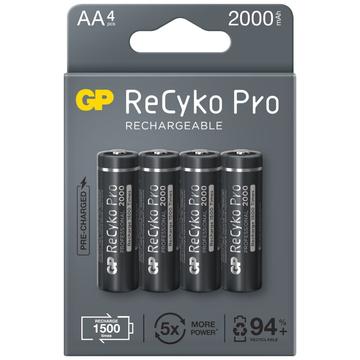 GP ReCyko Pro Wiederaufladbare AA-Batterien 2000mAh - 4 Stk.