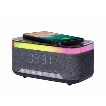 Gembird Digitaler Wecker mit RGB-Licht, drahtlose Aufladung 15W