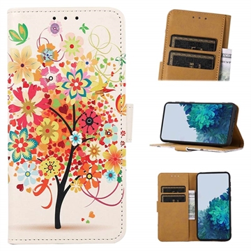 Glam Serie Sony Xperia 5 IV Wallet Hülle - Blühender Baum / Bunt