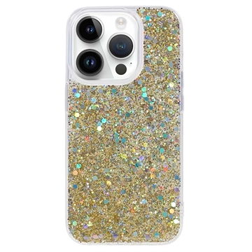 iPhone 15 Pro Max Glitter Flakes TPU Hülle - Gold