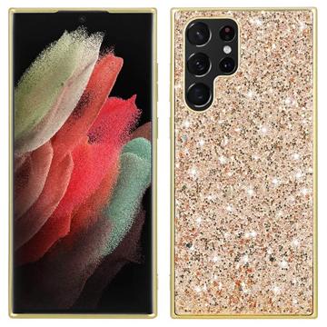 Glitter Serie Samsung Galaxy S23 Ultra 5G Hybrid Hülle - Gold