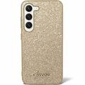 Samsung Galaxy S24+ Guess Glitter Flakes Metal Logo Hybrid Hülle - Gold