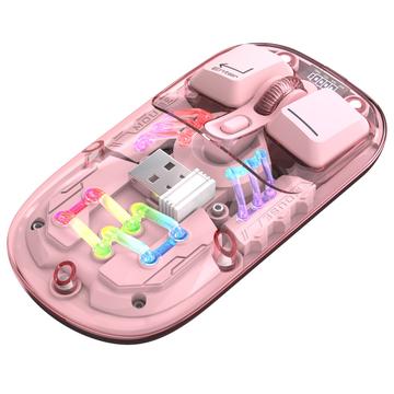 HXSJ T200 Dual-Mode Wireless Bluetooth Maus mit RGB-Beleuchtung - Pink