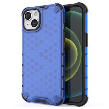 Honeycomb Armored iPhone 14 Plus Hybrid Hülle - Blau