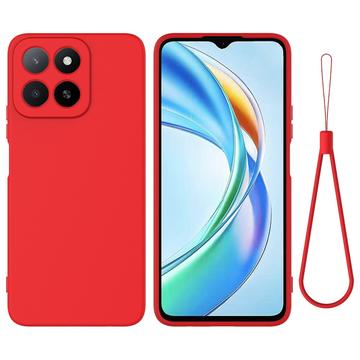 Honor X5b/X5b Plus Liquid Silikonhülle mit Handschlaufe - Rot