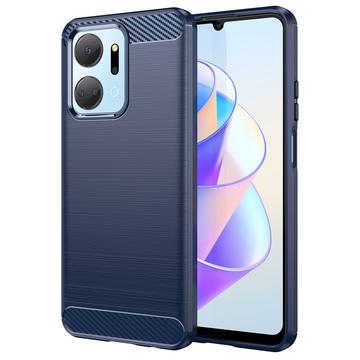 Honor X7a Gebürstete TPU Hülle - Karbonfaser - Blau