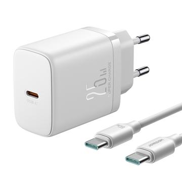 JOYROOM JR-TCF11 25W Schnelles Wandladegerät-Set mit USB-C auf USB-C 60W 1m Kabel, EU-Stecker - Weiß