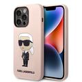 iPhone 15 Pro Karl Lagerfeld Ikonik Silikonhülle - Rosa