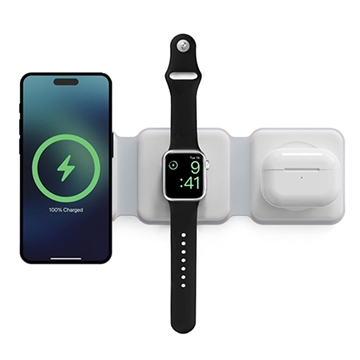 Ksix 3-in-1 klappbares drahtloses Ladegerät 15W - iPhone, Apple Watch, AirPods - Weiß